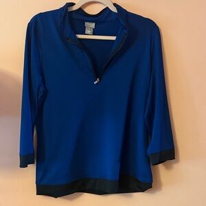 Chico's Vibrant Blue Blouse with Black Accents